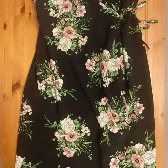 Topshop Midi Floral Wrap Dress Cocktail Party Dark Romantic - Picture 7 of 13